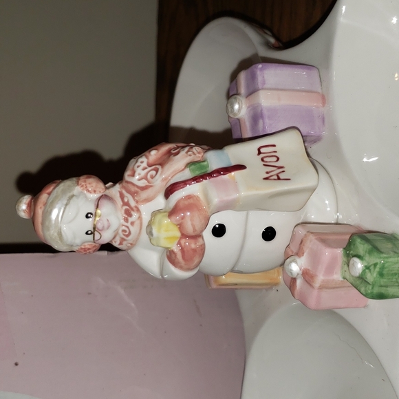 Avon Snowlady President's Club Christmas Holiday Three Part Server Tray 2003 - Picture 2 of 5